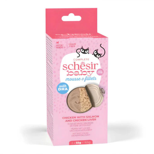 Schesir Baby Cat Mousse & Fillet Multipack Chicken, Salmon & Liver 165G