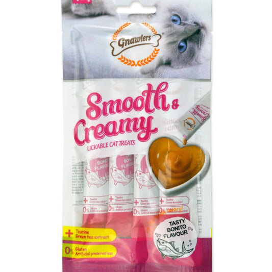 Gnawlers Smooth & Creamy Cat Treats – Bonito Flavor (4x15g)
