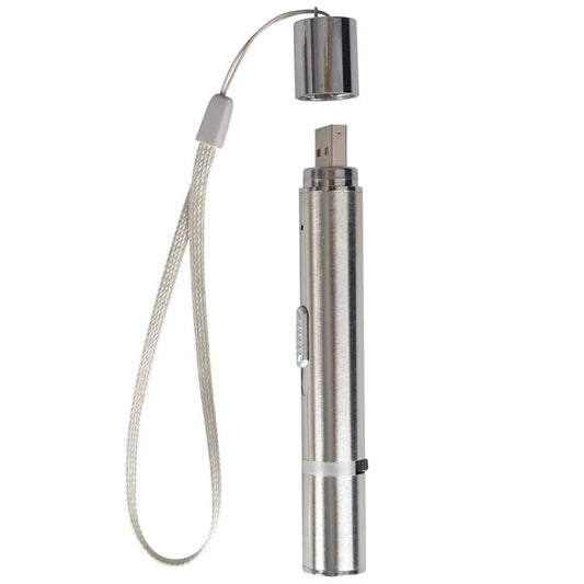 Duvo+ 7-in-1 Laser Cat Toy – Interactive Light Pointer, 11.5cm Silver