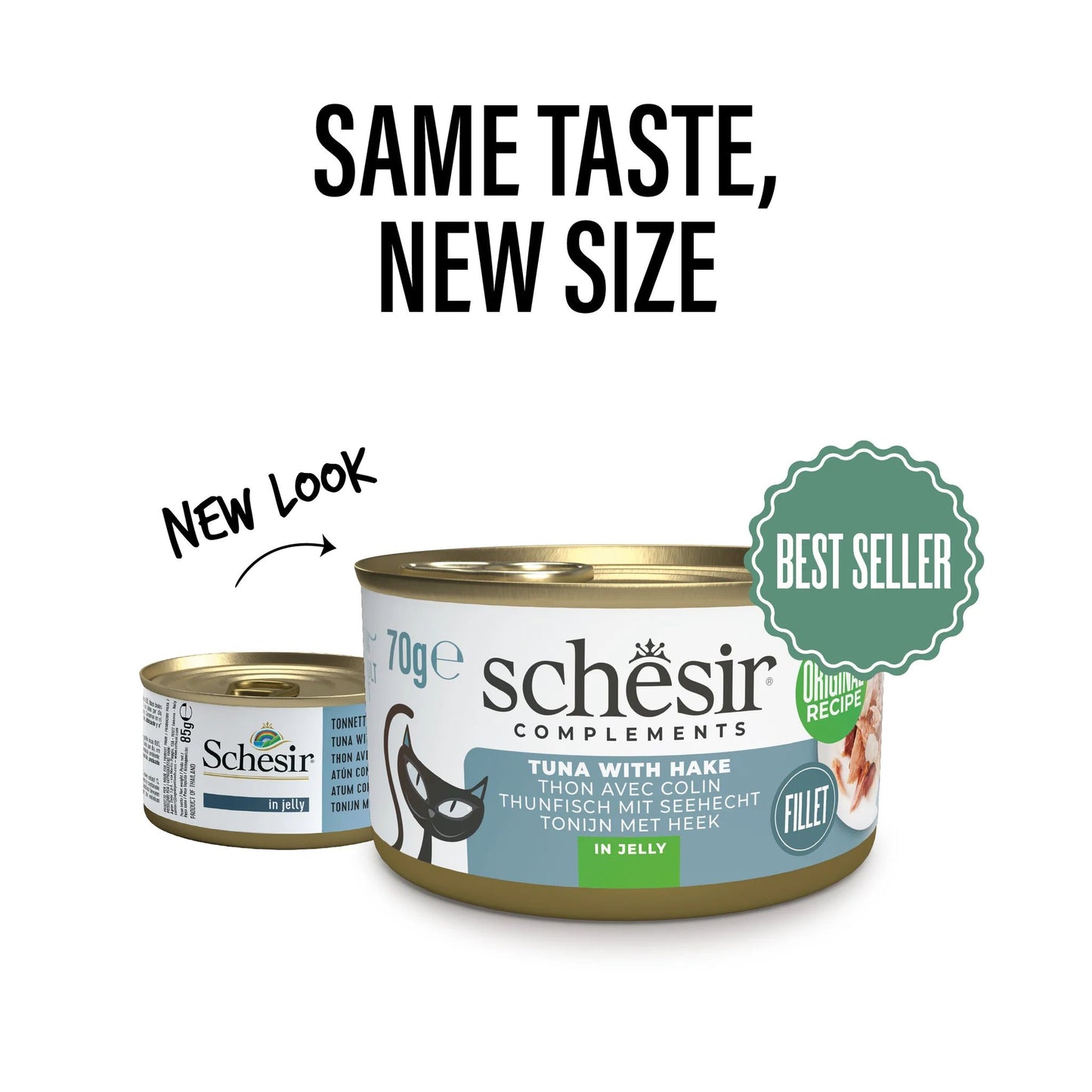 Schesir Complements Cat Wet Food In Jelly Can- Tuna With Hake - 70g