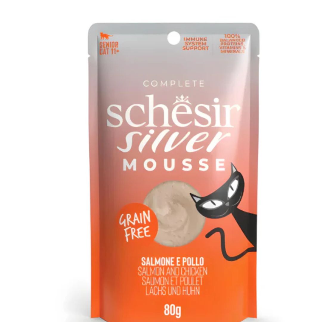 Schesir Silver Senior Cat Mousse Salmon & Chicken 80G