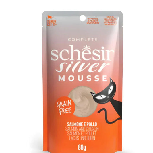 Schesir Silver Senior Cat Mousse Salmon & Chicken 80G