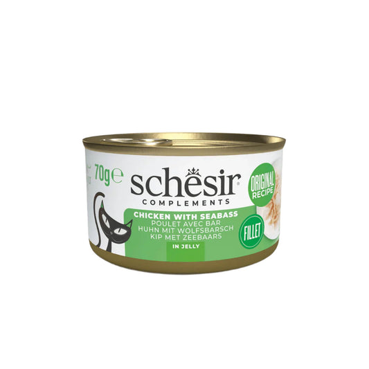 Schesir Cat Wet Food in Jelly Can- Chicken With Seabass 70g