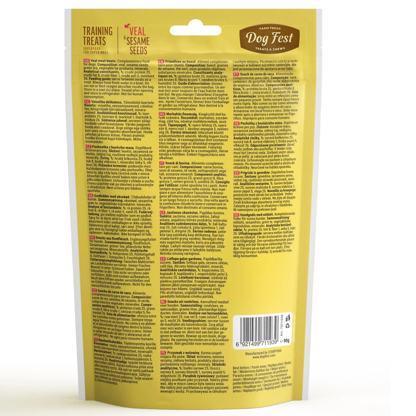 Dog Fest Training Treats Veal & Sesame Seeds – 90g