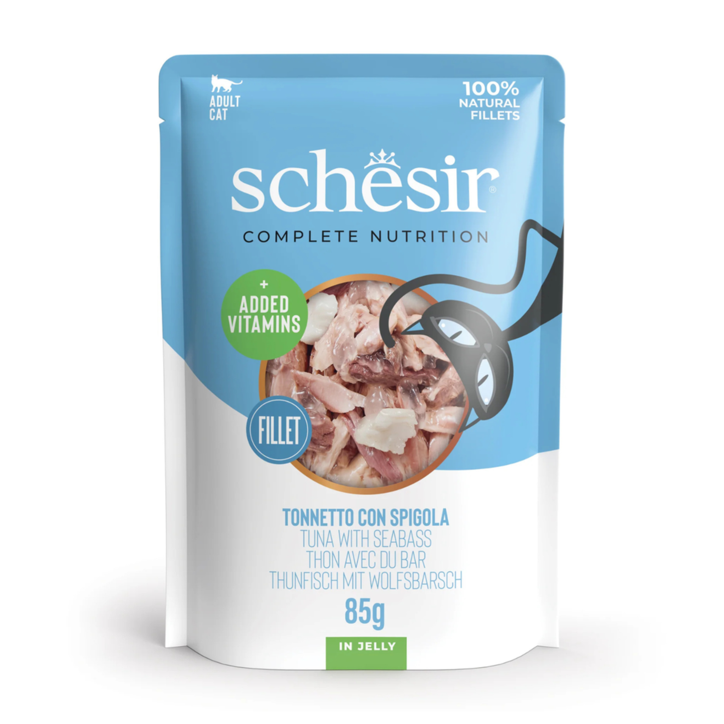 Schesir Cat Pouch Jelly Tuna With Seabass Wet Food - 85G