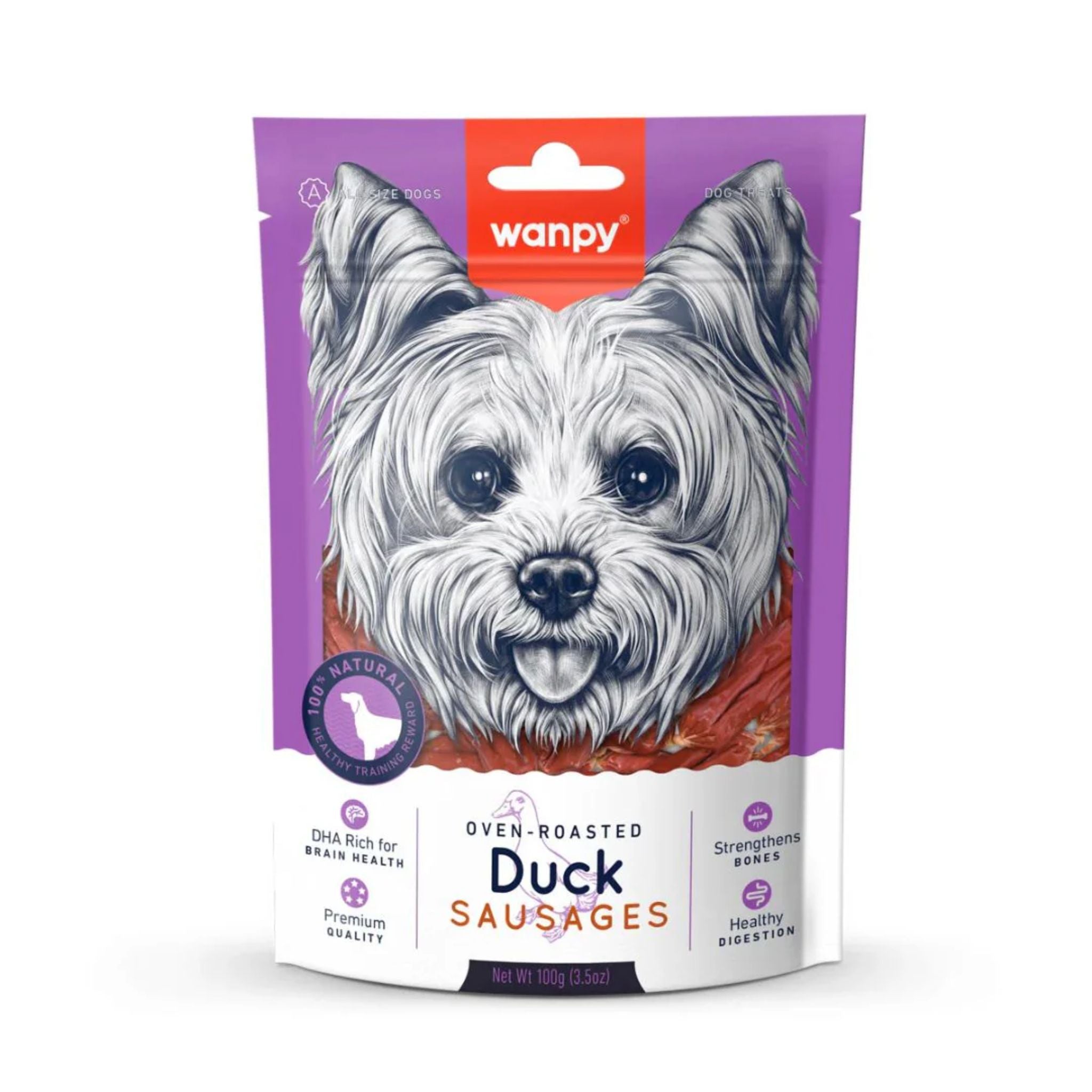 Wanpy Duck Sausages For Dog Soft & Meaty Treats - 100g