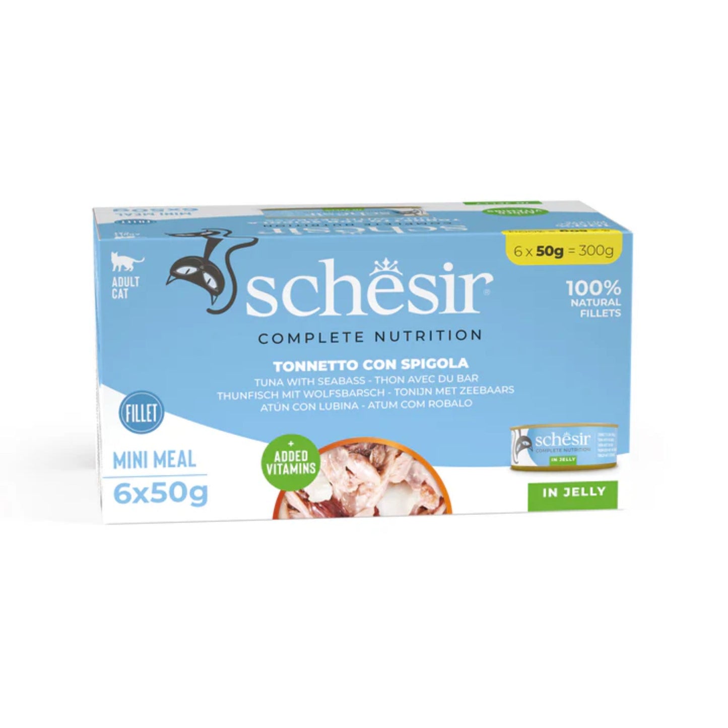 Schesir Cat Can Multipack Tuna with Seabass 6X50G
