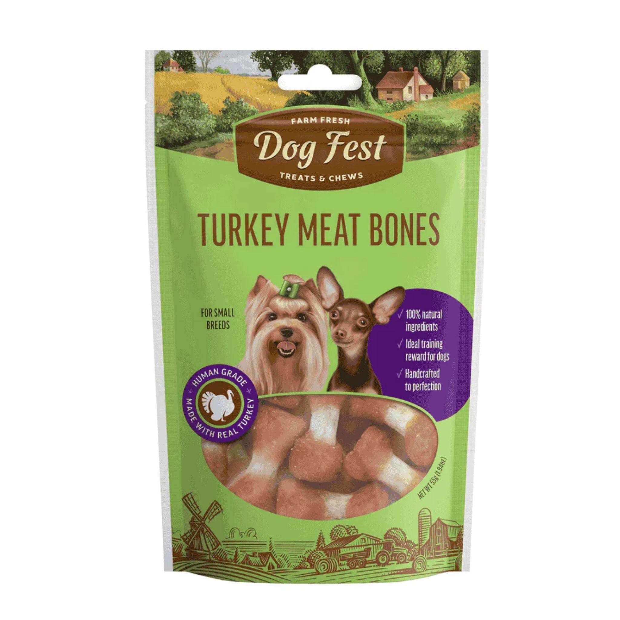 Dog Fest Turkey Meat Bones for Small Breeds – 55g