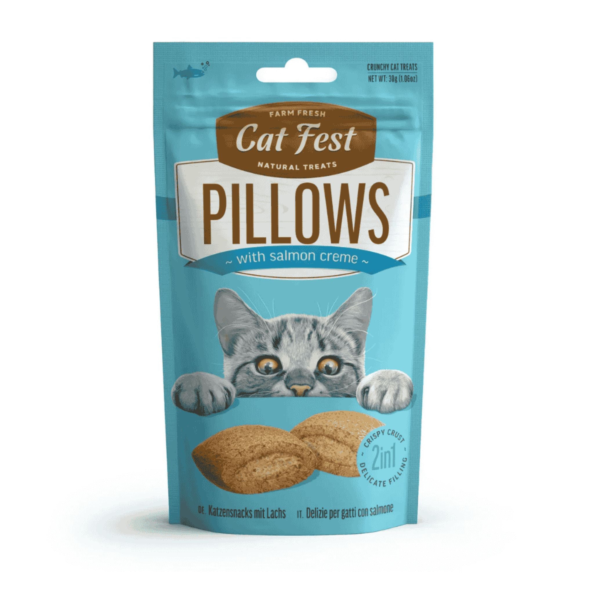 Cat Fest Pillows with Salmon Cream – 30g Omega-Rich Cat Snacks
