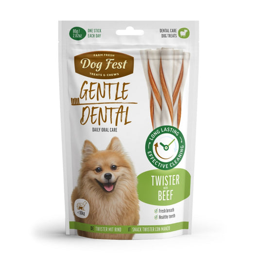 Dog Fest Dental Adult Dog Treats With Twister & Beef - 80g/9cm