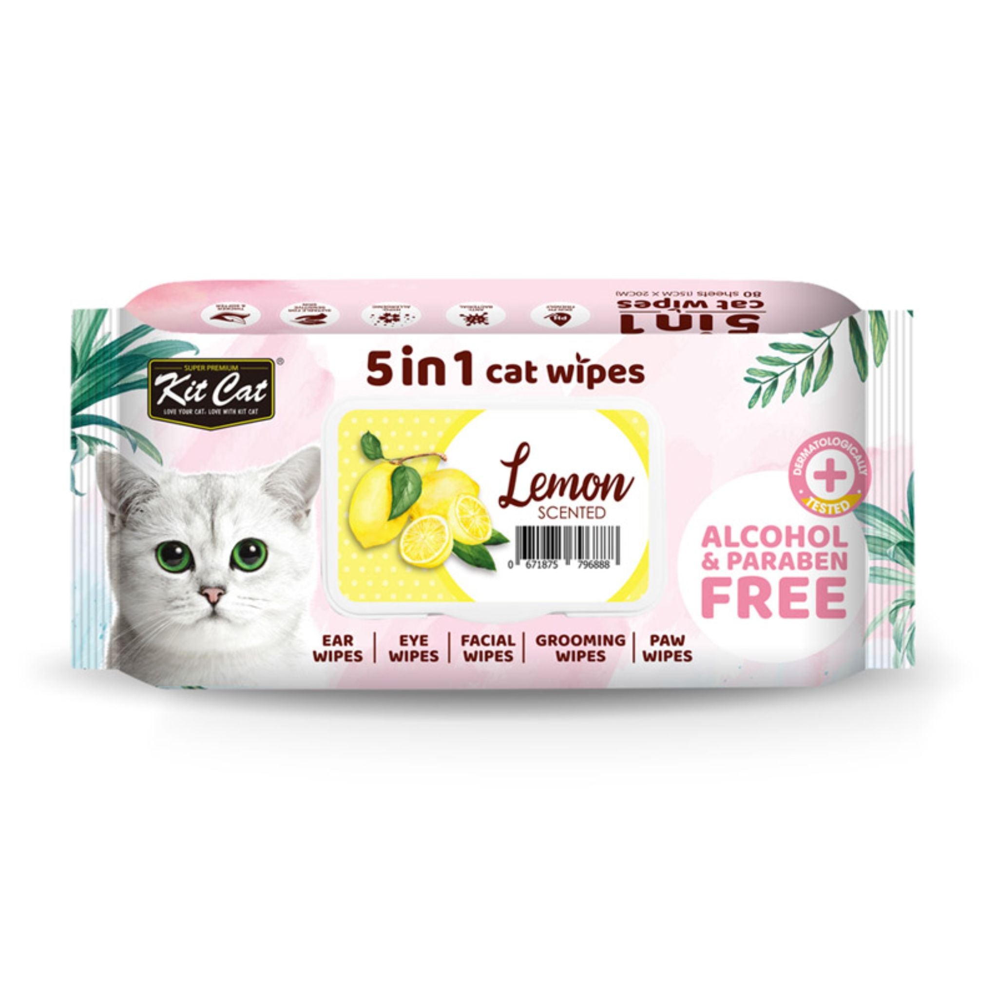 Kit Cat 5 In 1 Wipes Lemon Scented