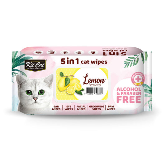 Kit Cat 5 In 1 Wipes Lemon Scented