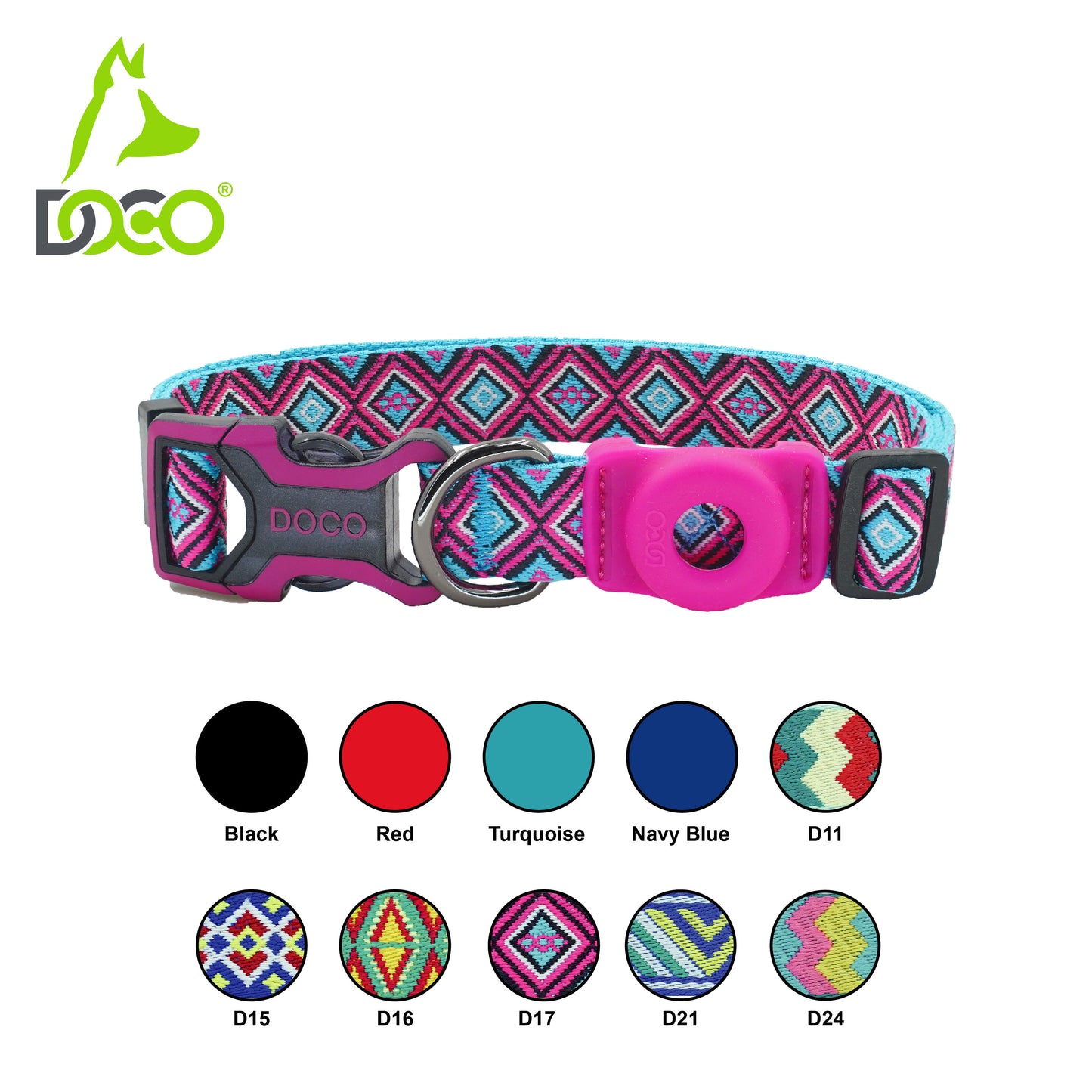 Doco Airtag Dog Collar L – Durable D-Ring