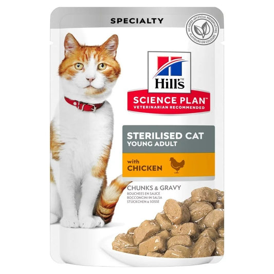 Hills Science Plan Sterilised Young Adult Cat Wet Food With Chicken Pouches 85G
