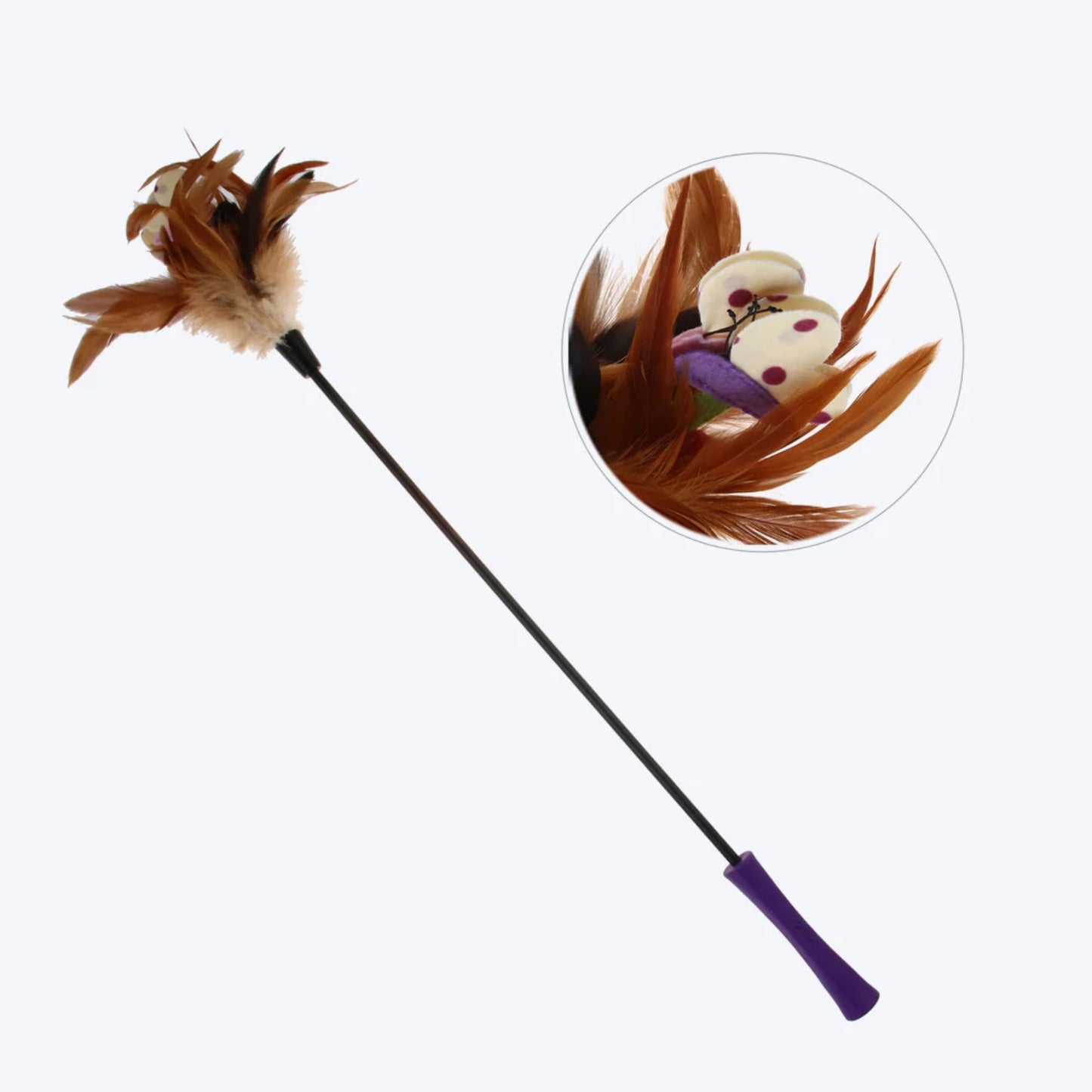 Gigwi CatWand Feather Teaser Purple Stick With TPR Handle