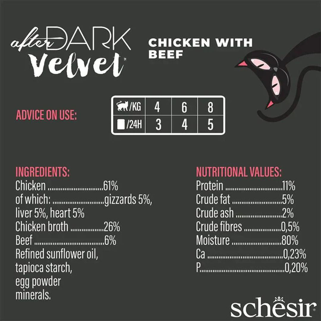 Schesir Velvet Mousse Chicken & Beef Wet Cat food 80G