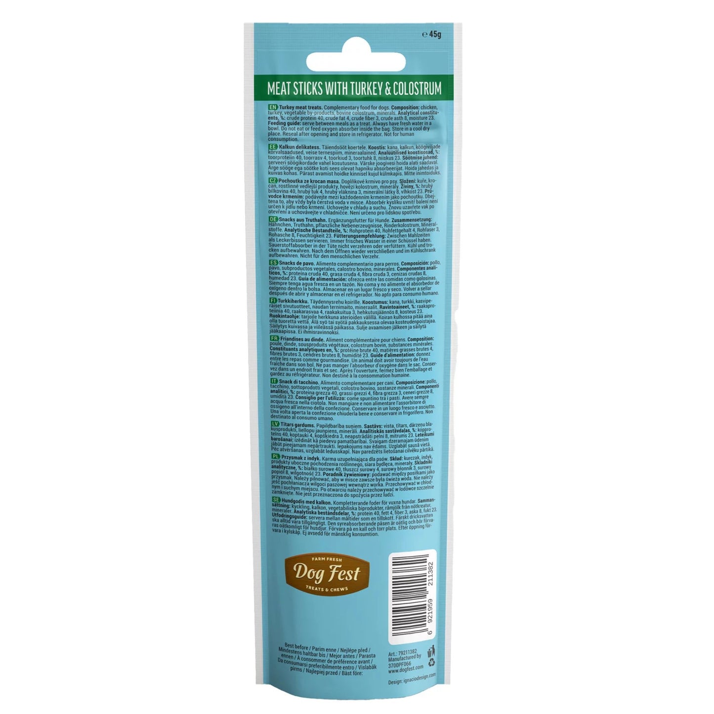 Dog Fest Turkey Stick with Colostrum – 45g