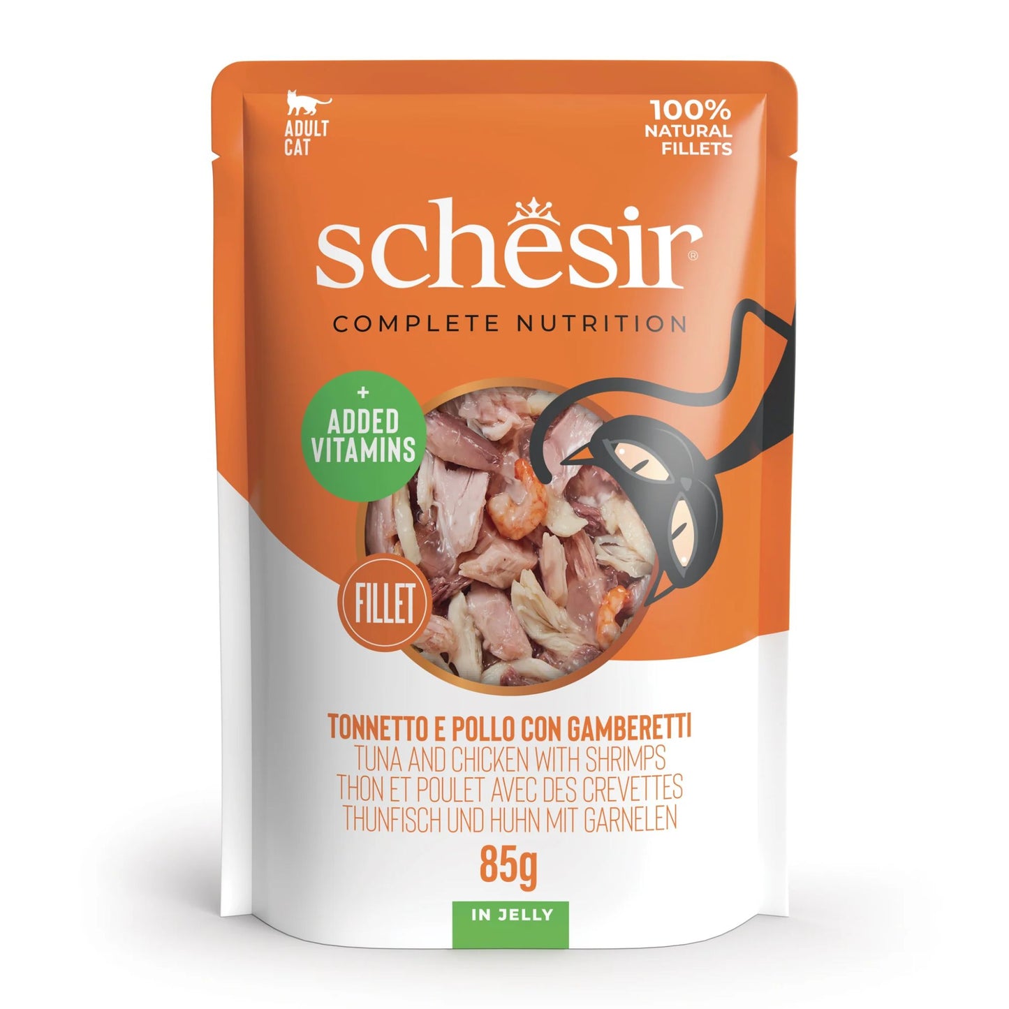 Schesir Cat Pouch Tuna Chicken & Shrimps Wet food 85G