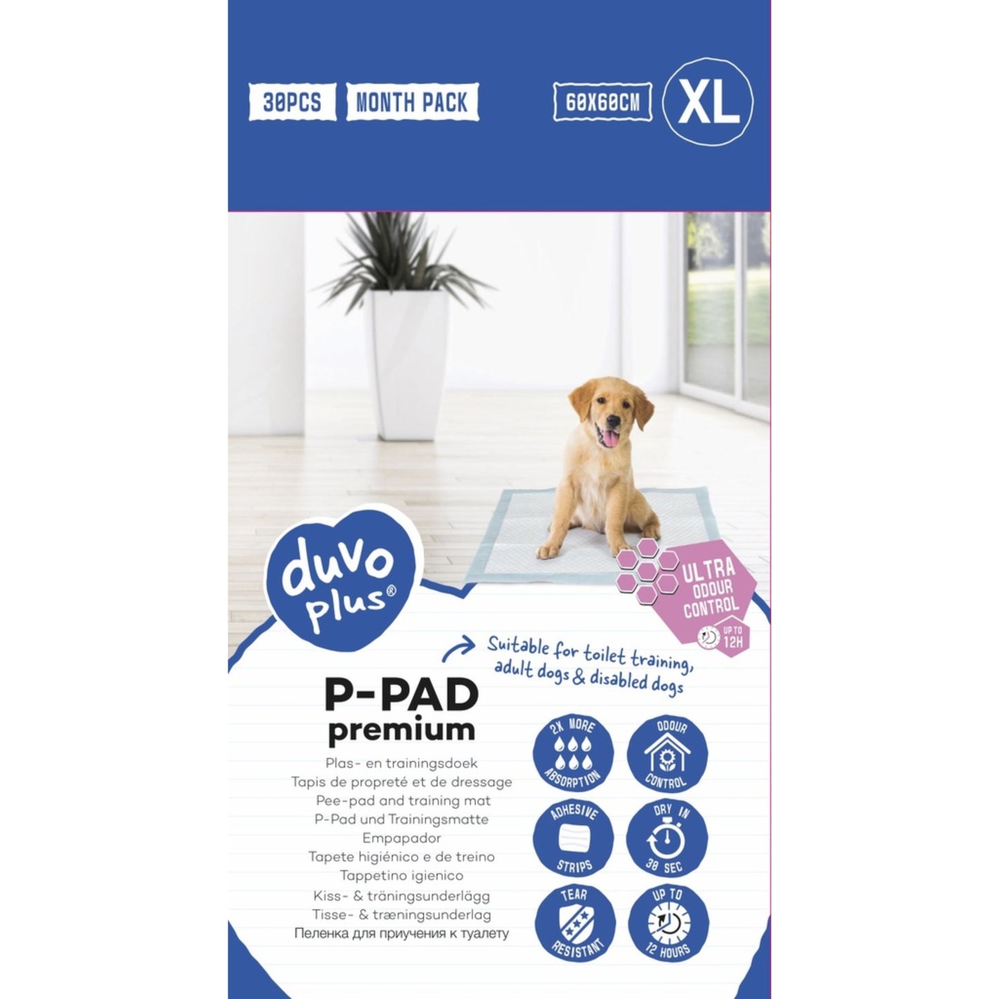 Duvo+ Pet Pads Premium XL Odour Control – 60x60cm