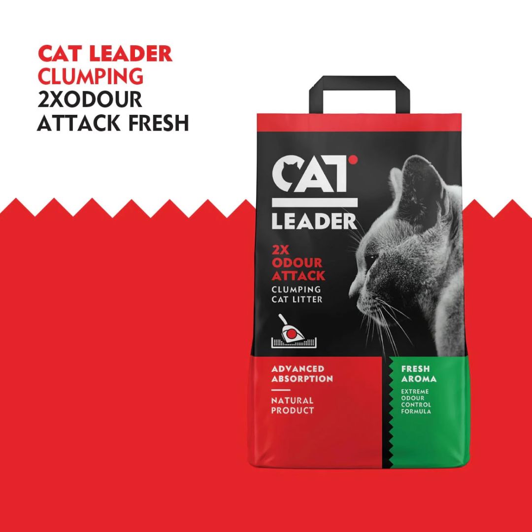 Cat Leader Clumping Cat Litter – 10kg Fresh Scent, 2X Odour Attack