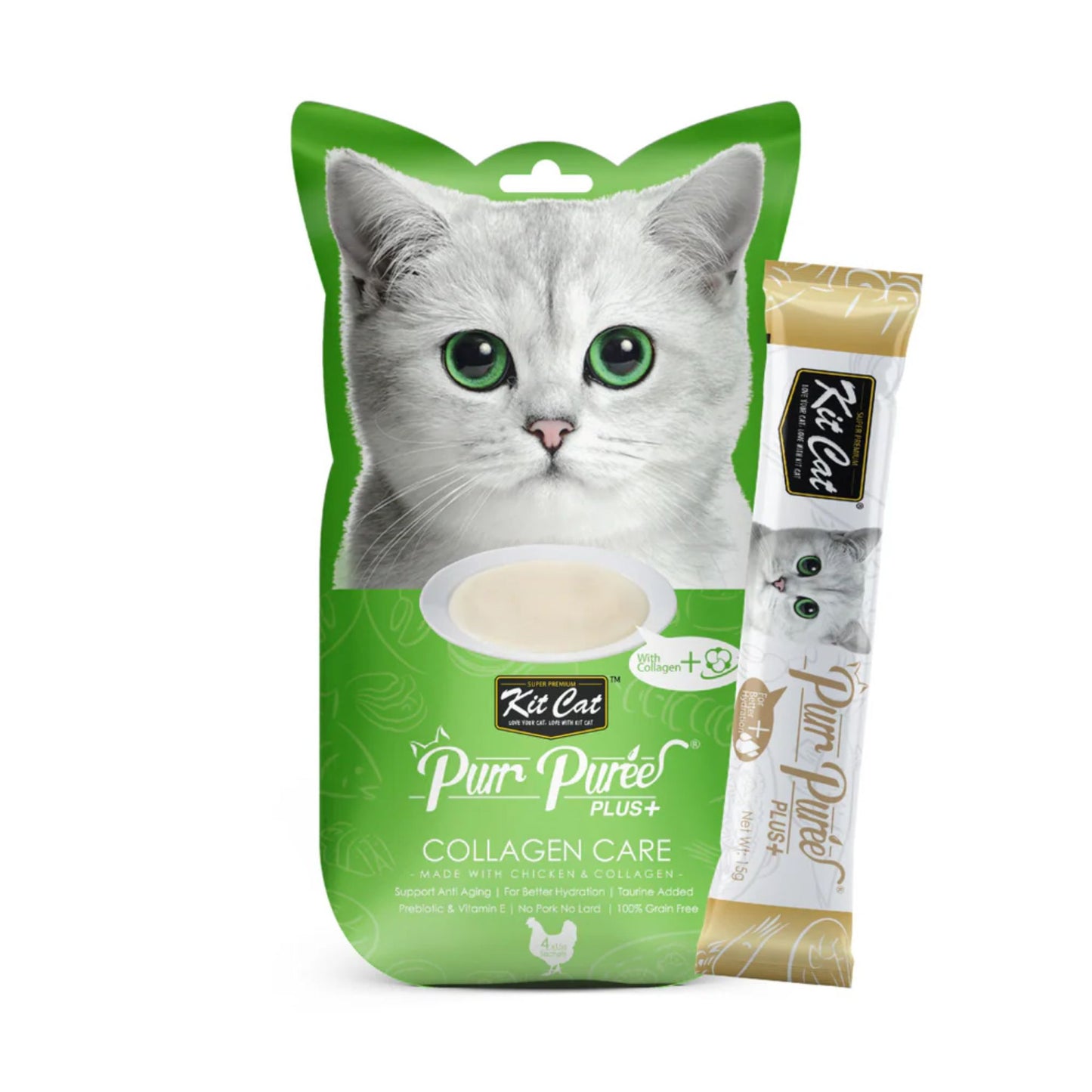 Kit Cat Purr Puree Plus+ Chicken & Collagen Care - 60g
