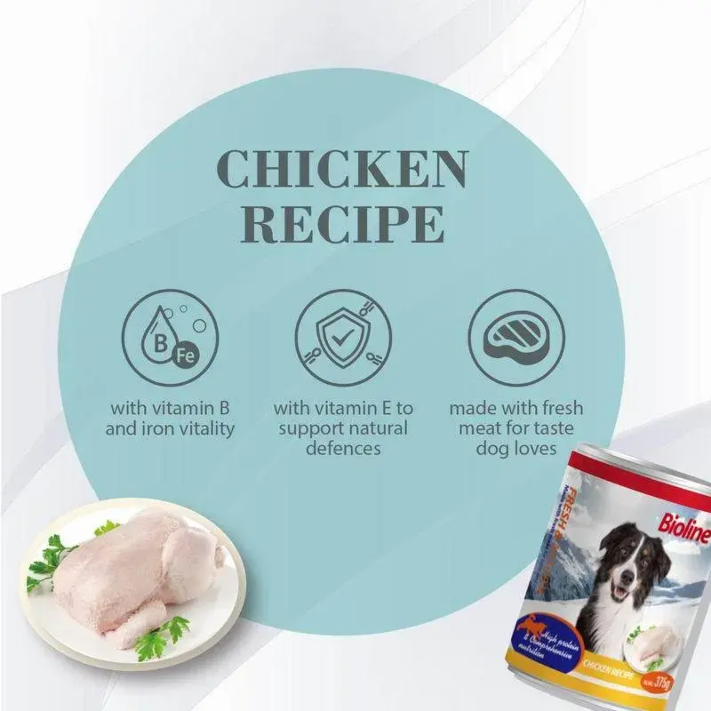 Bioline Canned Dog Wet Food Chicken Meat - 375g