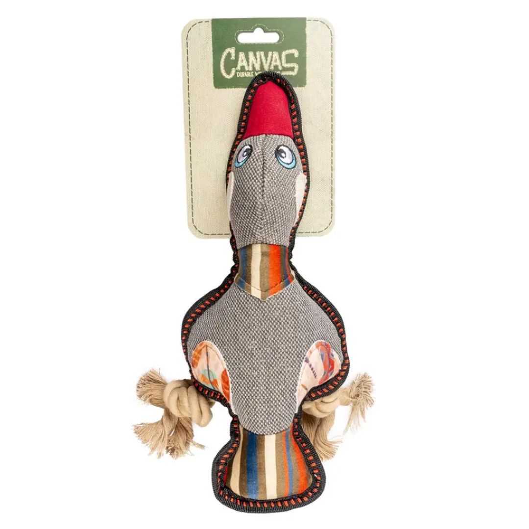 Duvo+ Canvas Duck Dog Toy – 33x13x6cm Grey Durable Chew