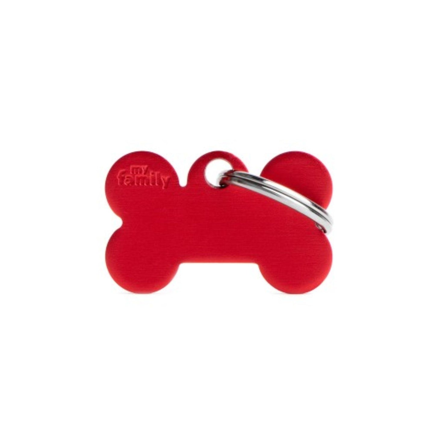 My Family Pet ID Tag Small Bone Aluminium Red