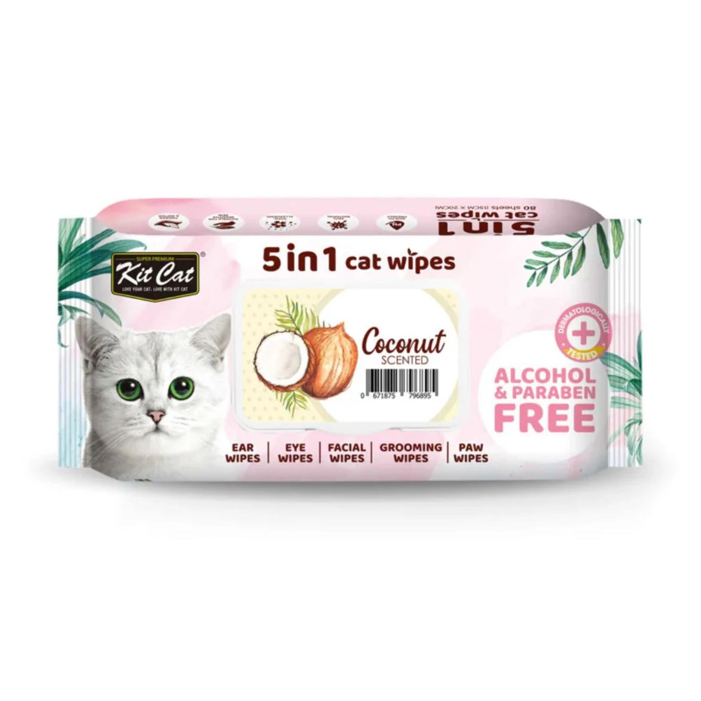 Kit Cat 5 In 1 Coconut Scented Cat Wipes