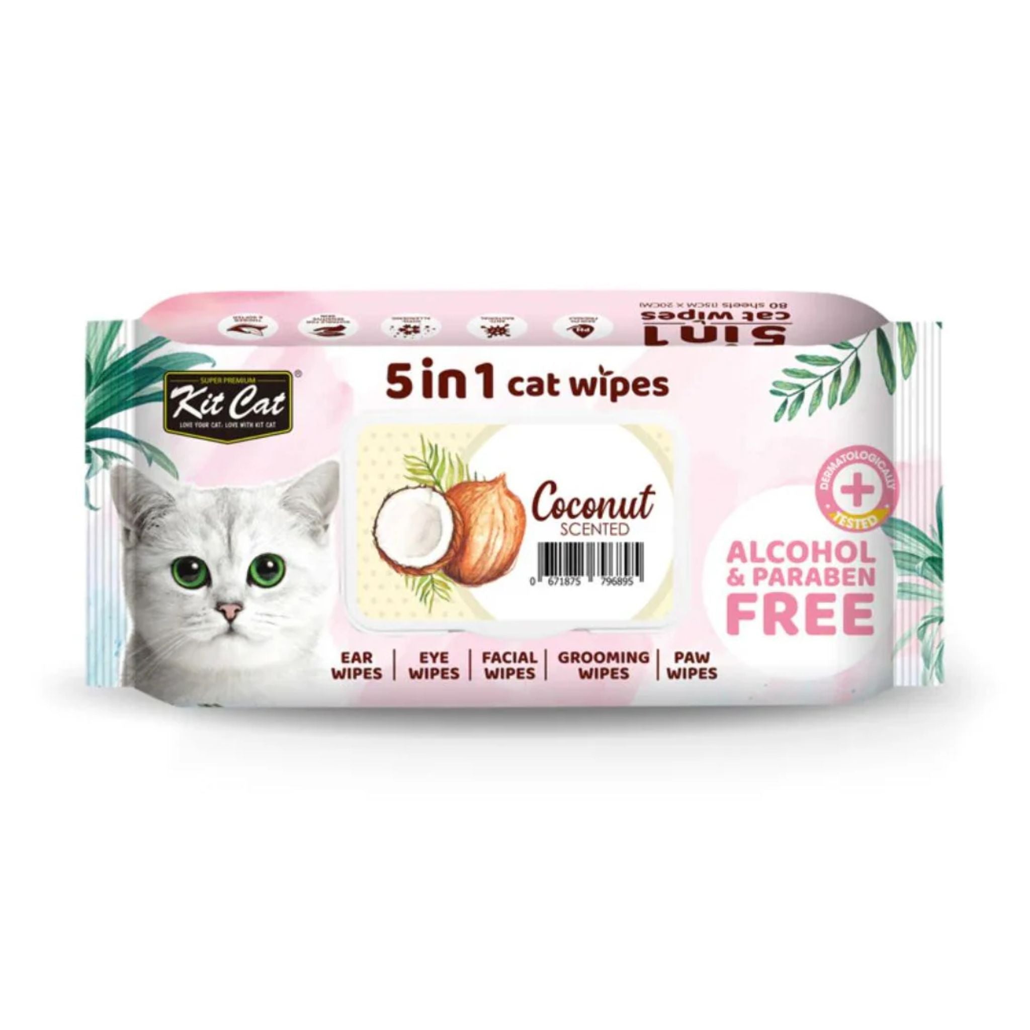 Kit Cat 5 In 1 Coconut Scented Cat Wipes