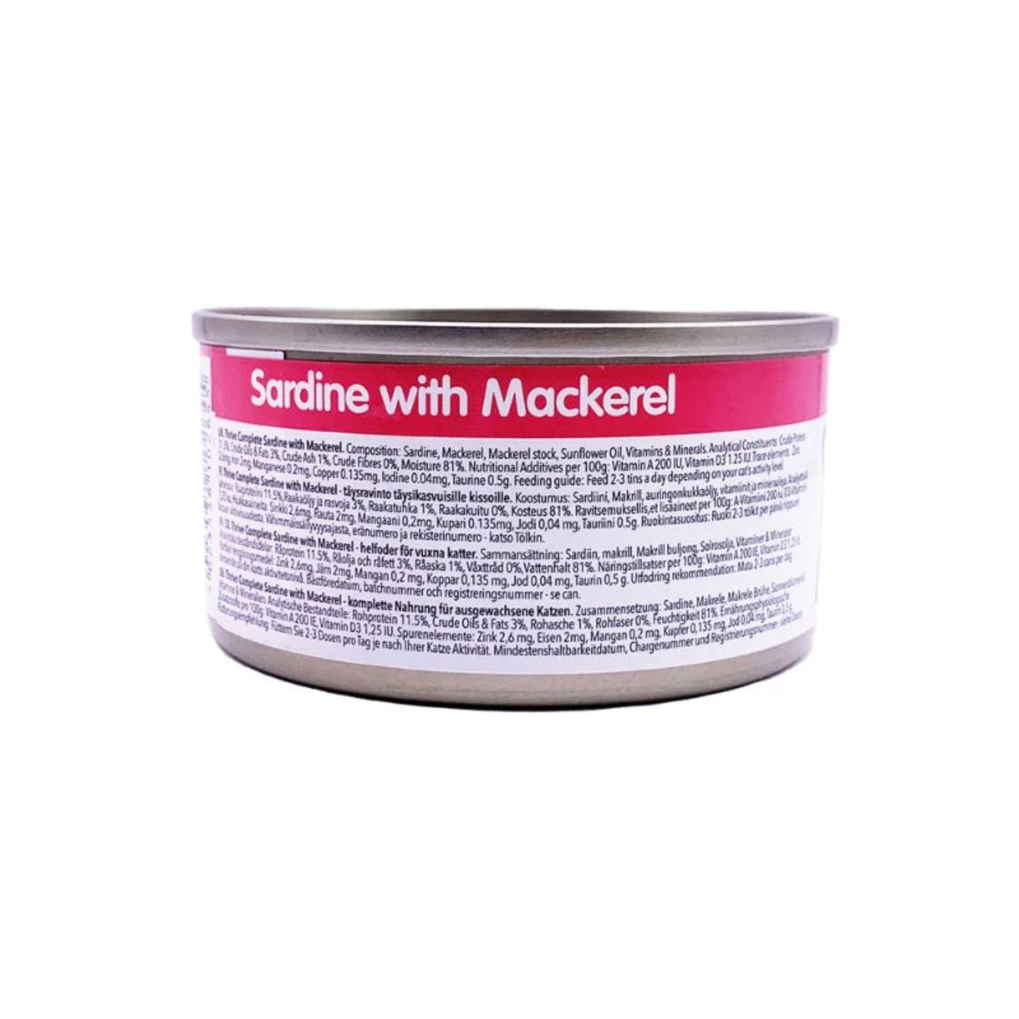 Can of sardine with mackerel on a white background