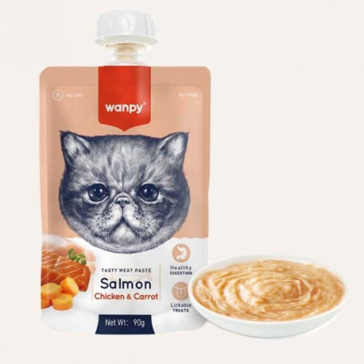 Wanpy Salmon Chicken & Carrot Paste For Cat Mix Flavor - 90g