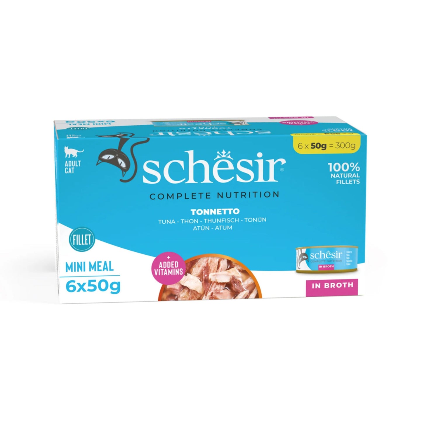 Schesir Wet Cat Food in Broth Can - Tuna 6X50g
