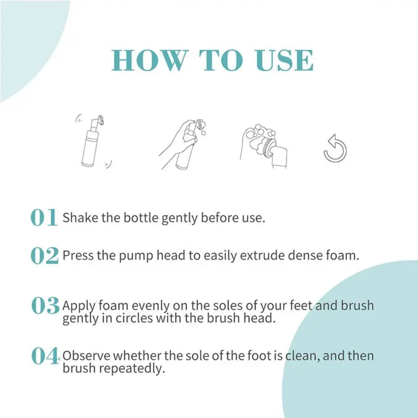 Instructions on how to use a foot care product with icons and text.
