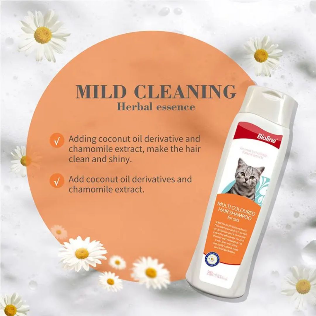 Bioline Multi-Coloured Hair Shampoo for Cats 200ml Color Enhancing Shampoo