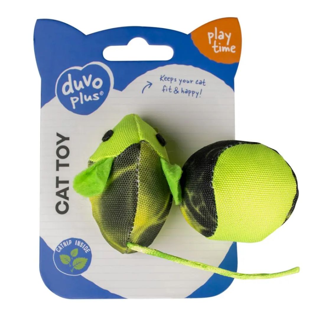 Duvo+ Mouse & Ball Cat Toy 2Pc – Interactive Play Set – Green 16x3.8x4cm