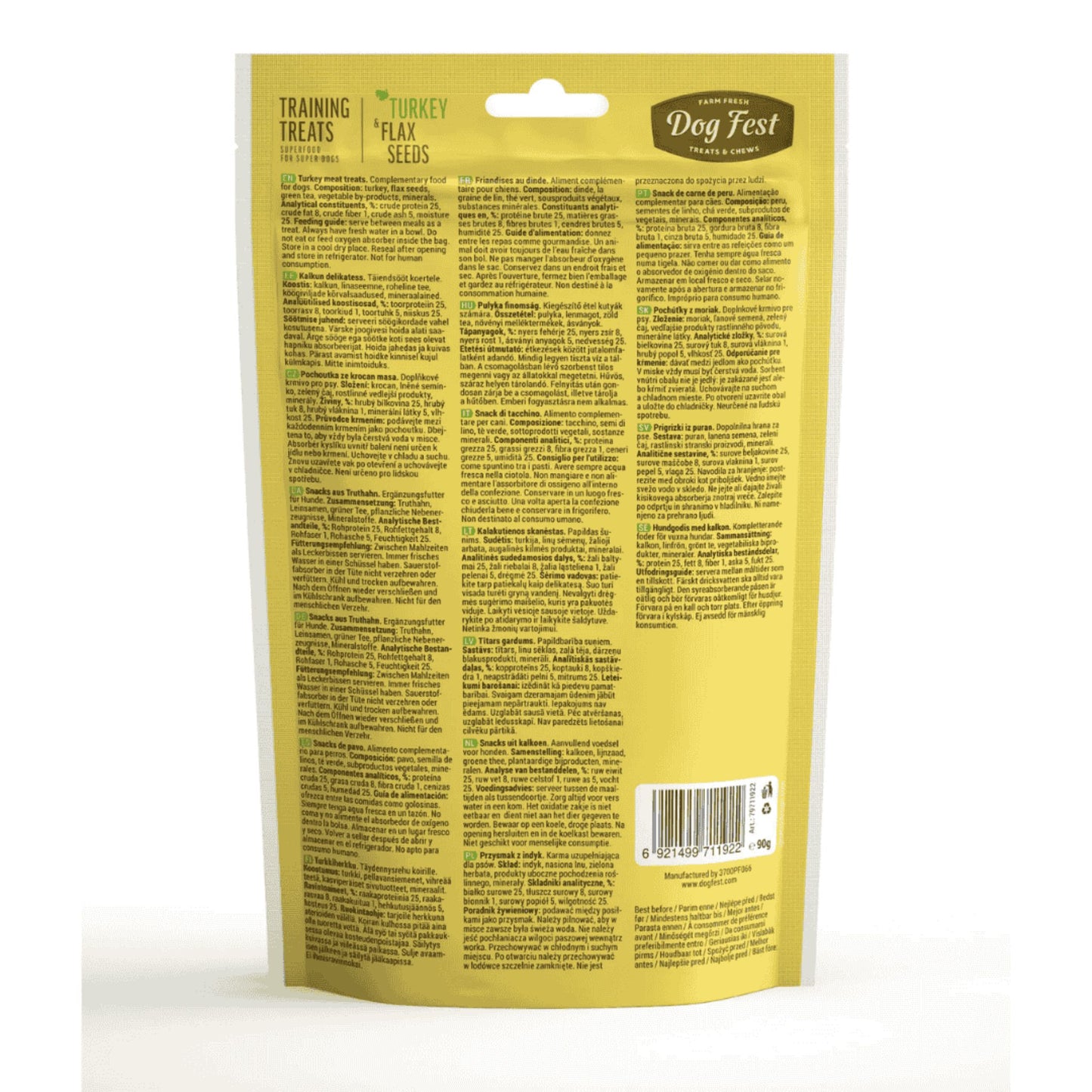 Dog Fest Training Treats Turkey & Flax Seeds 90g