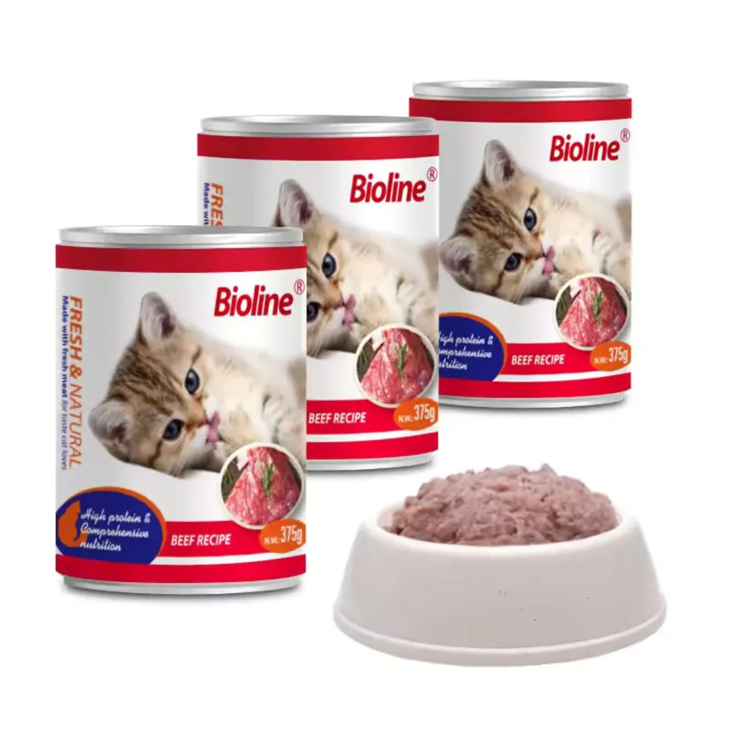 Bioline Canned Cat Food Beef Flavor - 375g