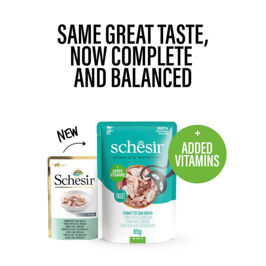 Schesir Wet Cat Food in Jelly Pouch - Tuna With Seabreem 85g