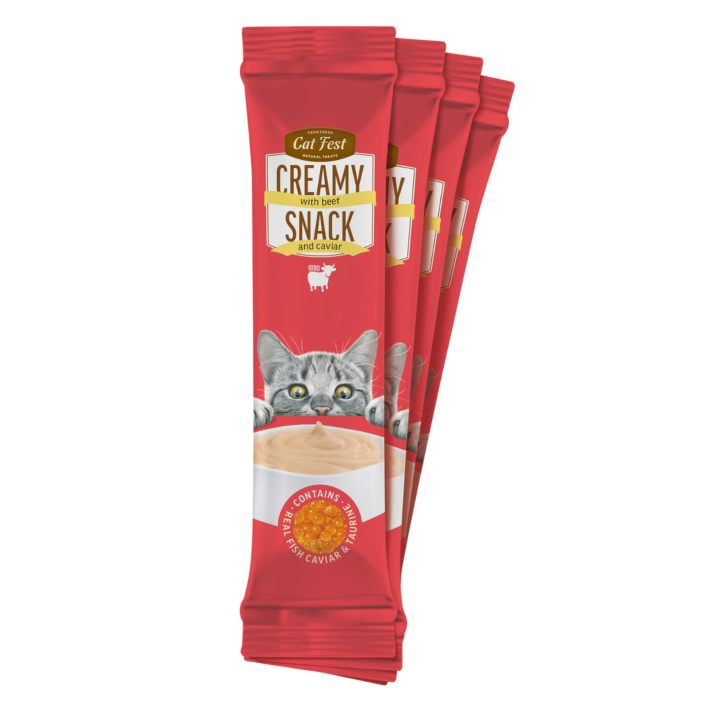 Cat Fest Creamy Snacks-Beef With Caviar - 4x10g