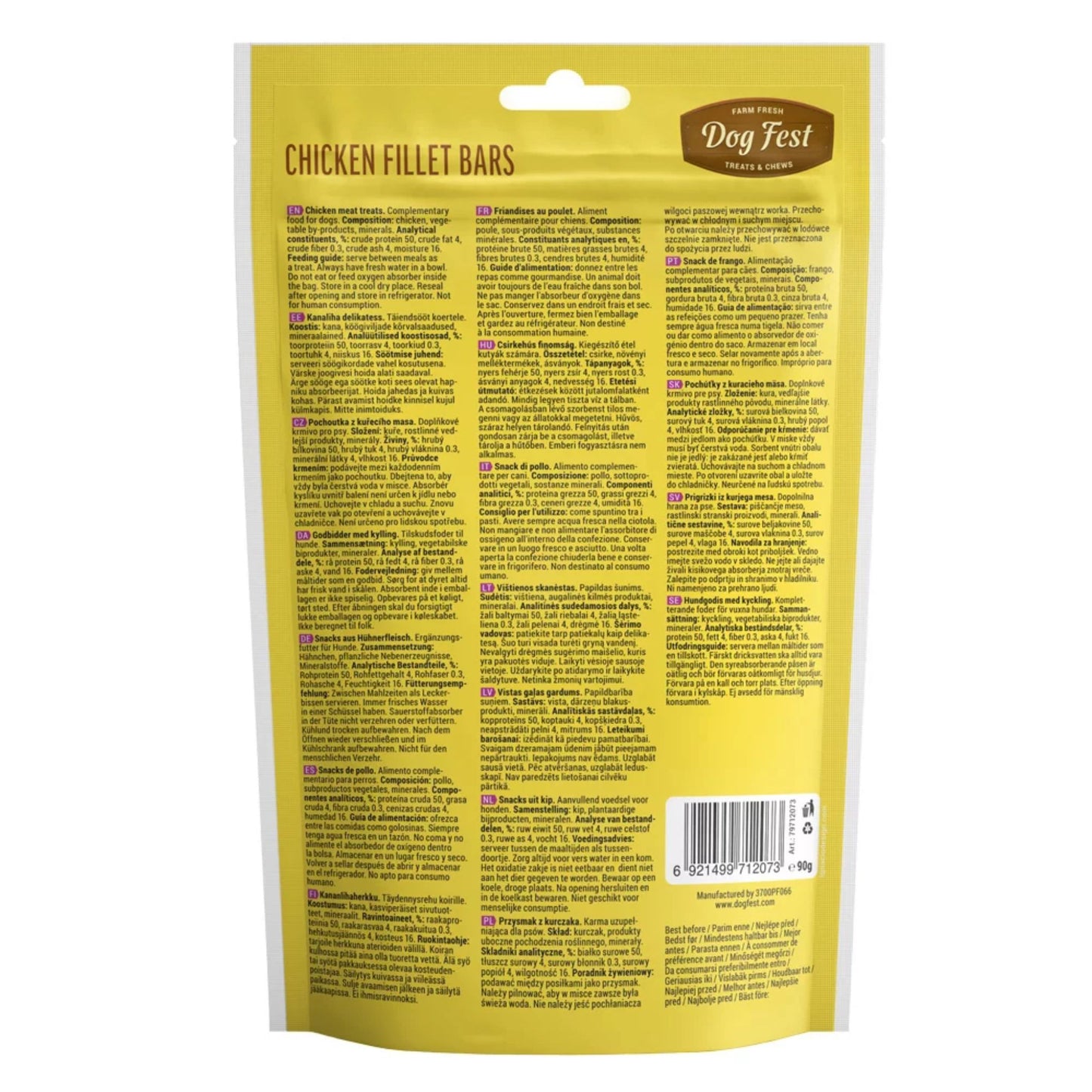 Dog Fest Chicken Fillet Bars For Adult Dog - 90g