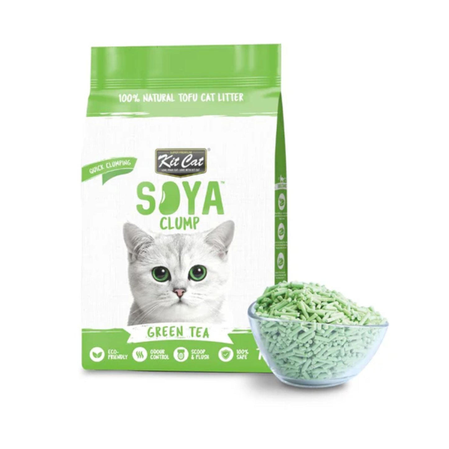 Kit Cat Soya Clump Soybean Cat Litter - Green Tea 7L