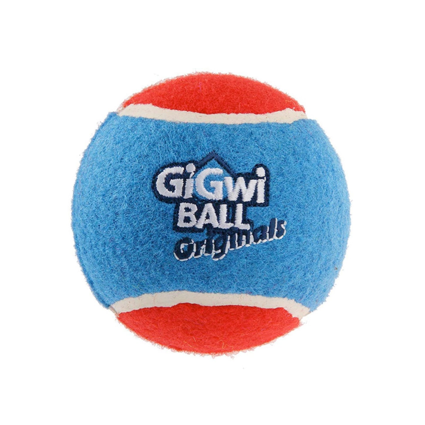 Blue and red Gigwi ball on a white background