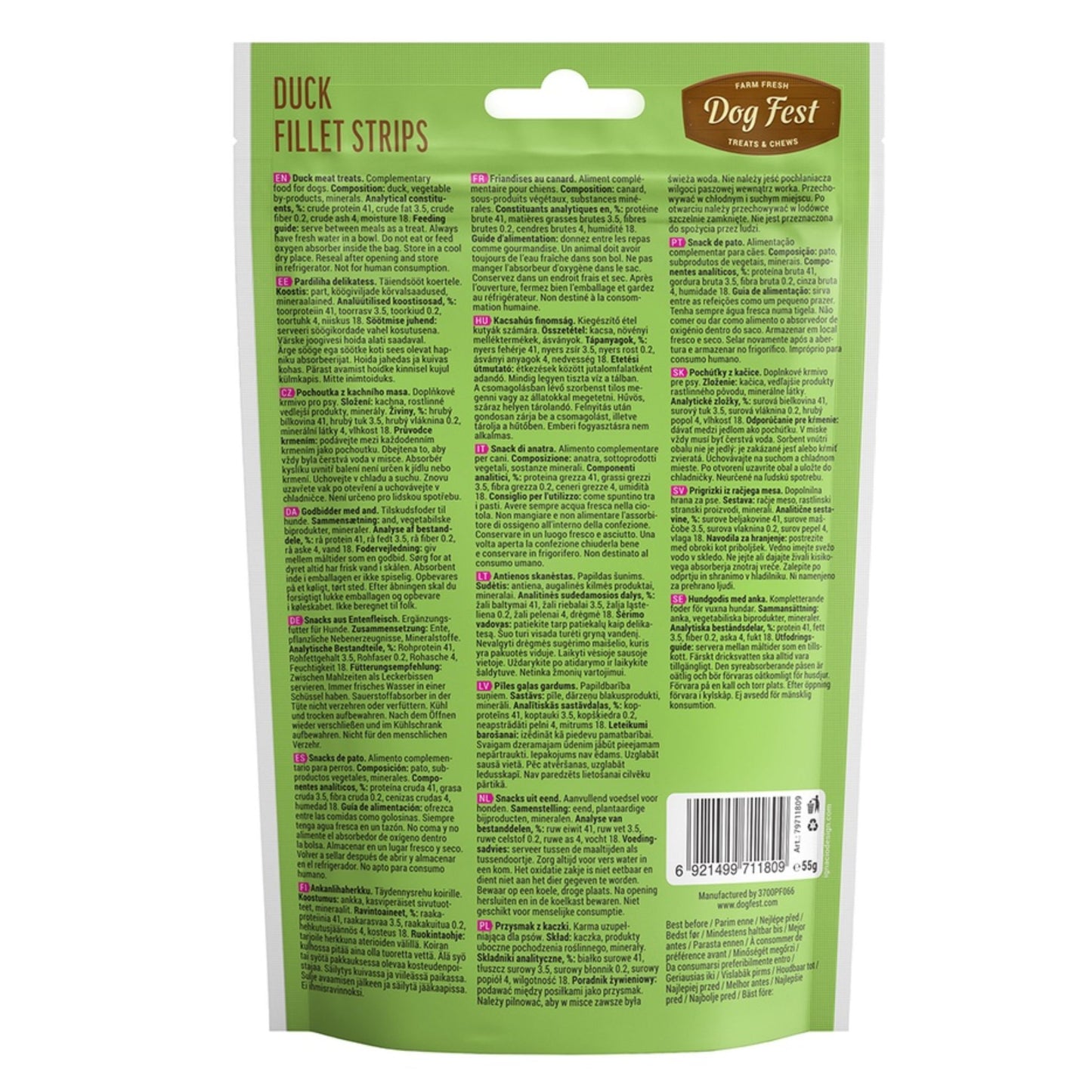 Dog Fest Duck Fillet Strips For Mini-Dog - 55g