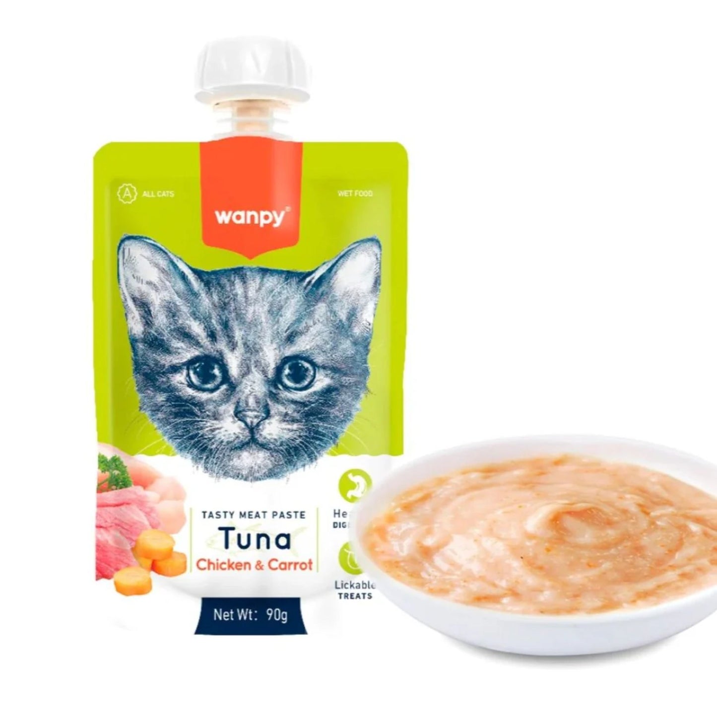 Wanpy Tuna Chicken & Carrot Paste For Cat Creamy Blend - 90g