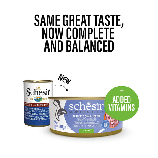 Schesir Cat Can Tuna with Whitebait Wet food 140G
