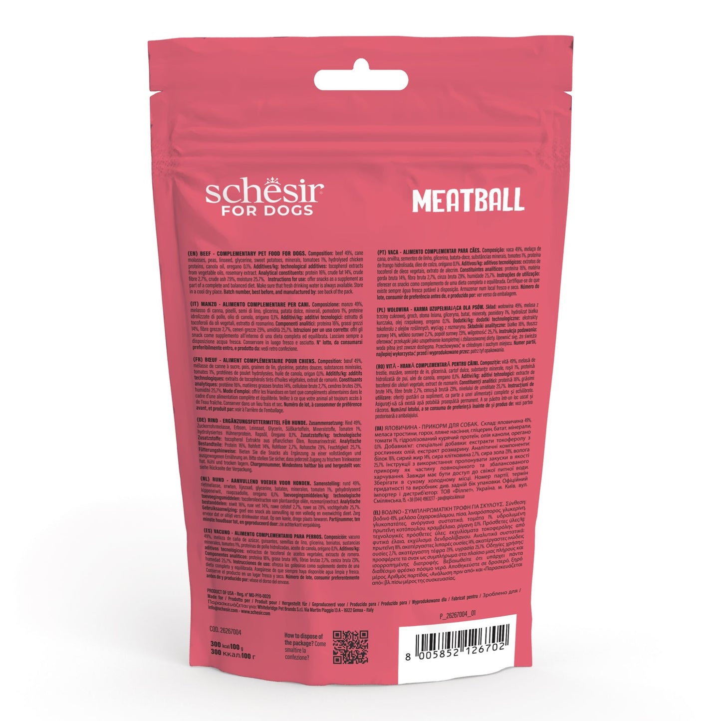 Schesir Dog Meatballs Grain Free Baked Beef 225G