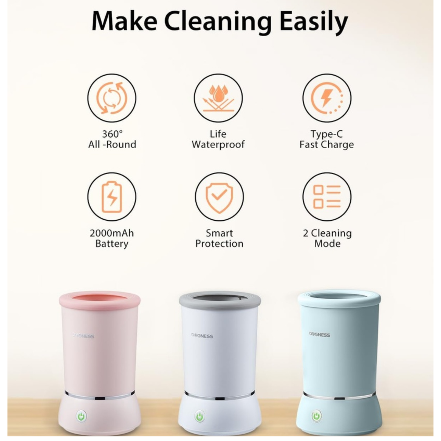 Dogness Automatic Pet Paw Cleaner & Massager - White