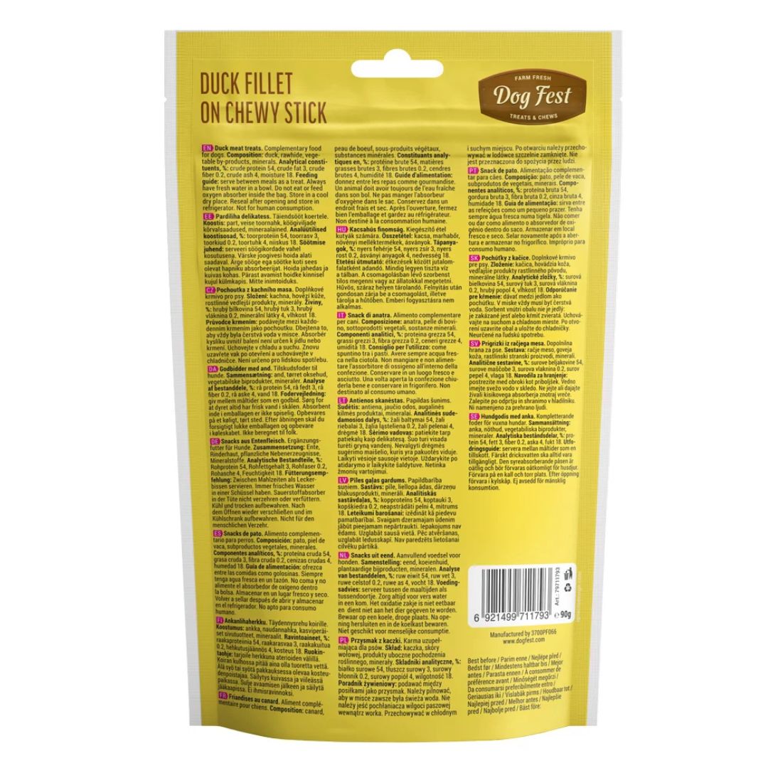 Dog Fest Duck Fillet on a Chewy Stick for Adult Dogs - 90g (3.17 oz)