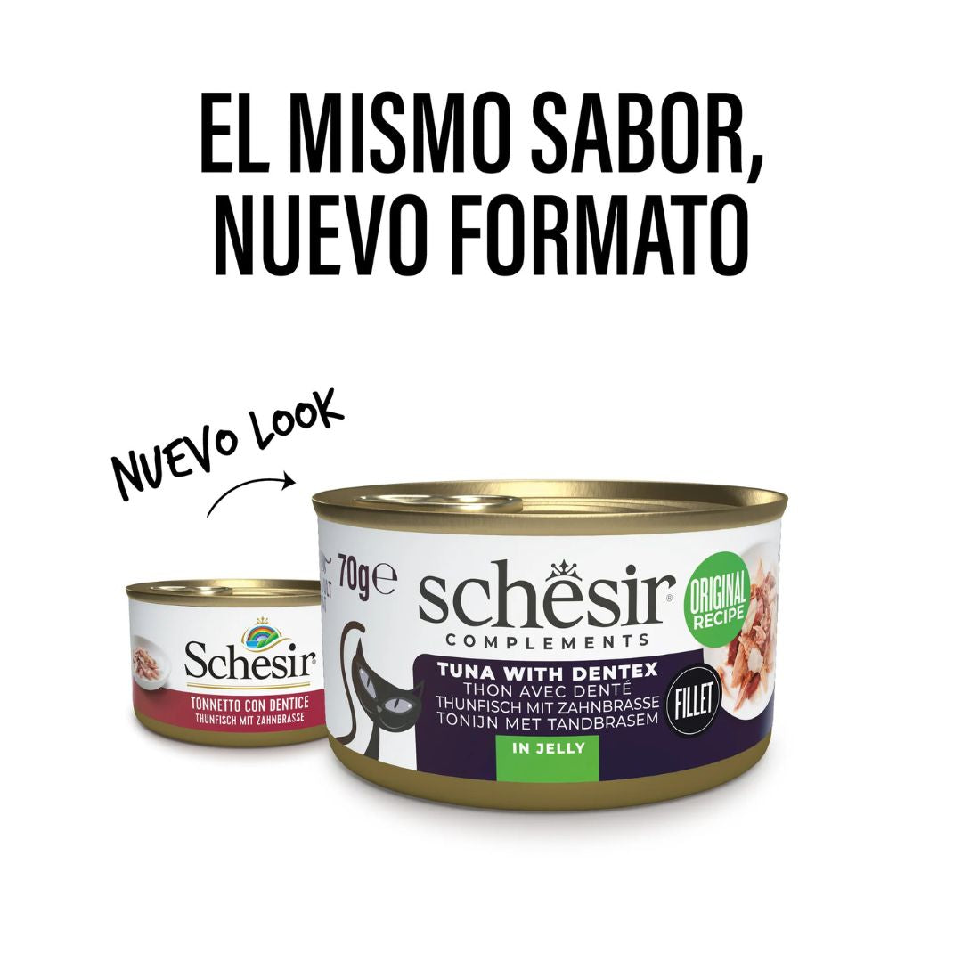 Schesir Complements Cat Wet Food in Jelly Can- Tuna With Dentex 70g
